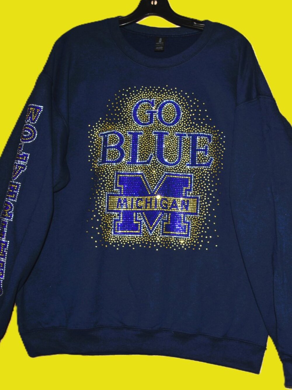 Michigan Wolverines rhinestone sweatshirt Wolverines on sleeve S M L XL 2X 3X